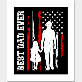 Best Dad Ever American Flag , Funny Sarcastic Dad Posters and Art